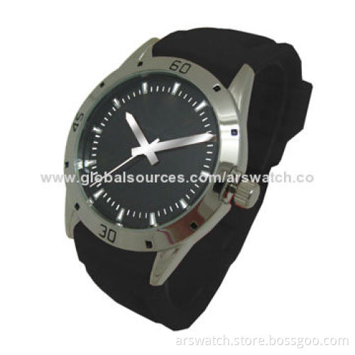 Silicone Analog Watch with Alloy Case Silicone Strap, Customized Colors and Designs Accepted
